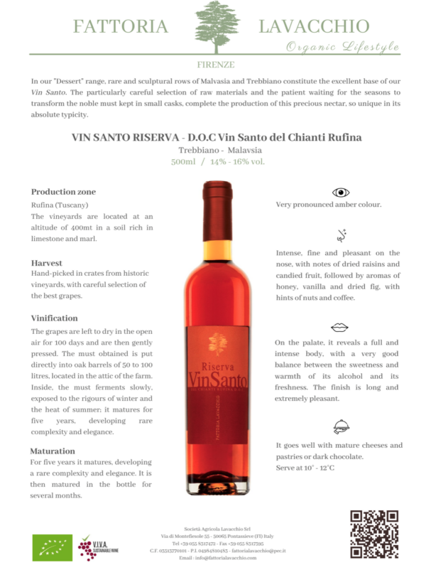 Vin Santo Riserva Chianti Rufina DOC Toscana, Itaalia , 0,5L , 14-16%vol - Image 2