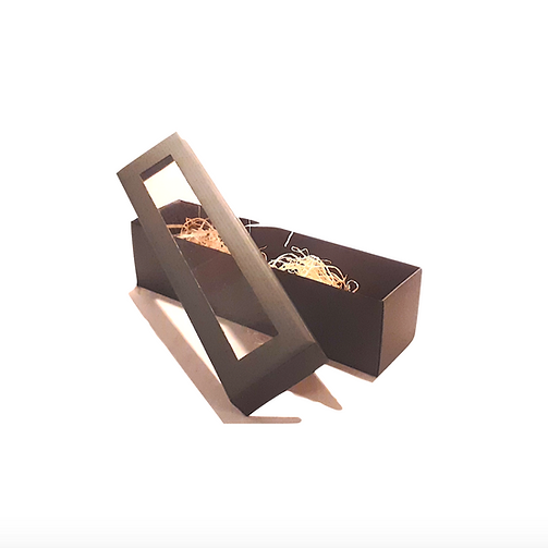 Kinkekarp 1le pudelile, must kartong aknaga