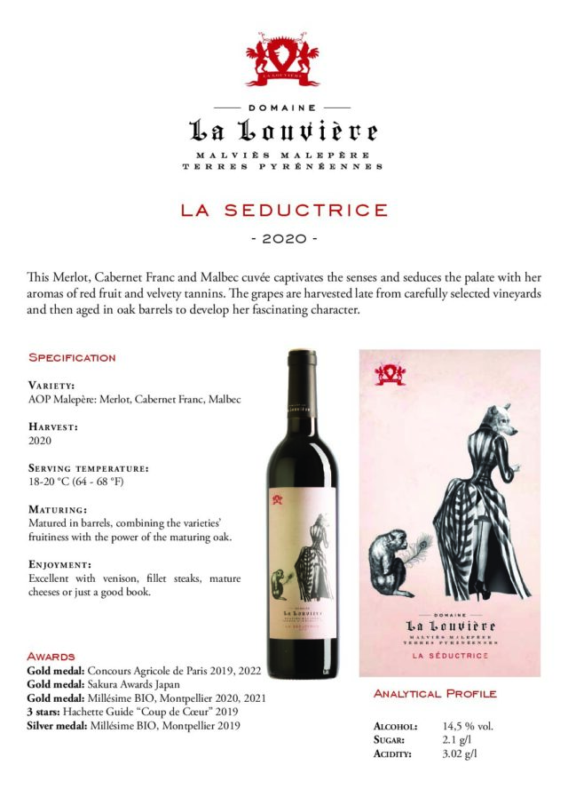 La Séductrice - AOP Malepère, Prantsusmaa, 75cl, 14,5% vol