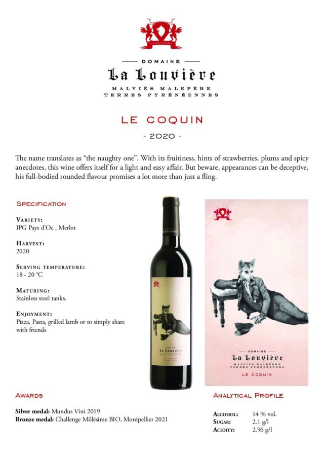 le-coquin-2020-en-pdf.jpg Le Coquin - IGP Pays d'Oc Merlot, Prantsusmaa, 75cl, 14% vol