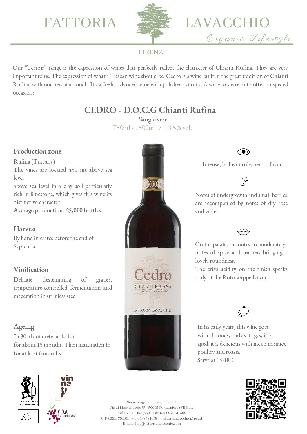 CHIANTI CEDRO Rufina, DOCG Toscana 2020, Itaalia 0,75L 13,5%